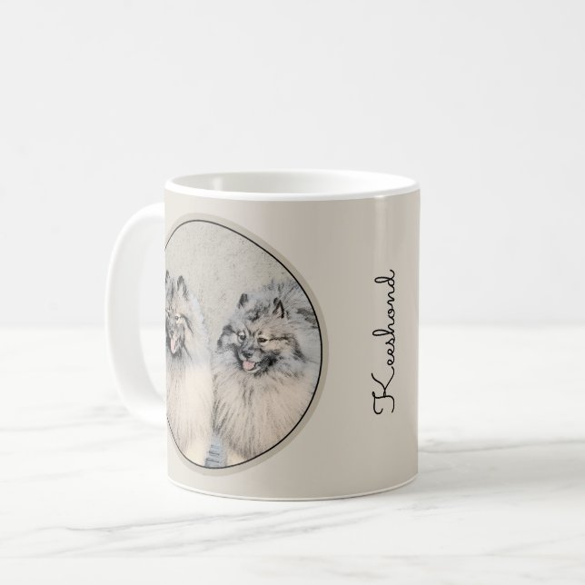 Keeshond Brothers Painting - Original Hund Art Kaffemugg (Framsida vänster)