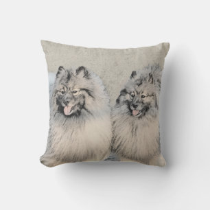 Keeshond Brothers Painting - Original Hund Art Kudde