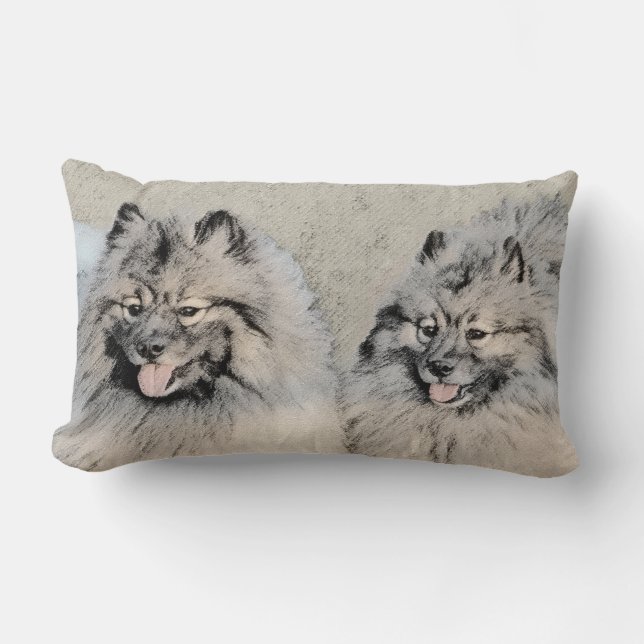 Keeshond Brothers Painting - Original Hund Art Lumbarkudde (Framsida)