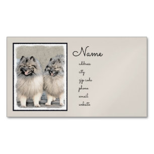 Keeshond Brothers Painting - Original Hund Art Magnetiska Visitkort
