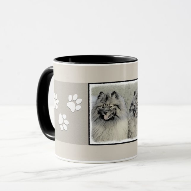 Keeshond Brothers Painting - Original Hund Art Mugg (Framsida vänster)