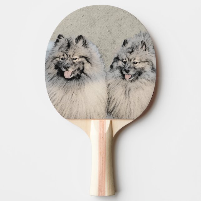Keeshond Brothers Painting - Original Hund Art Pingisracket (Framsidan)