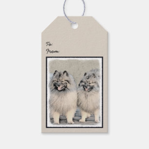 Keeshond Brothers Painting - Original Hund Art Presentetikett