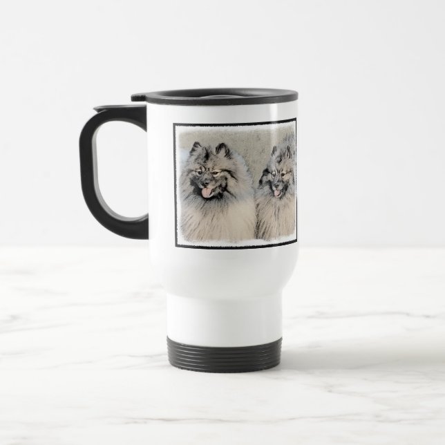 Keeshond Brothers Painting - Original Hund Art Resemugg (Vänster)