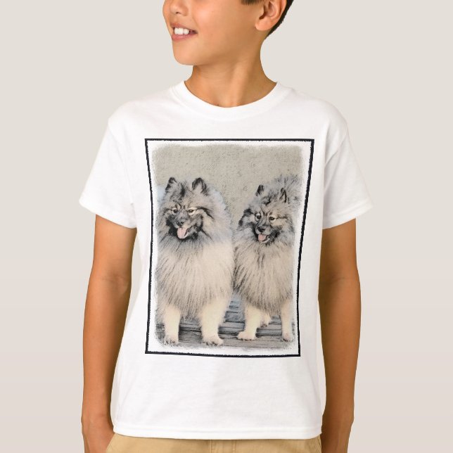 Keeshond Brothers Painting - Original Hund Art T Shirt (Framsida)