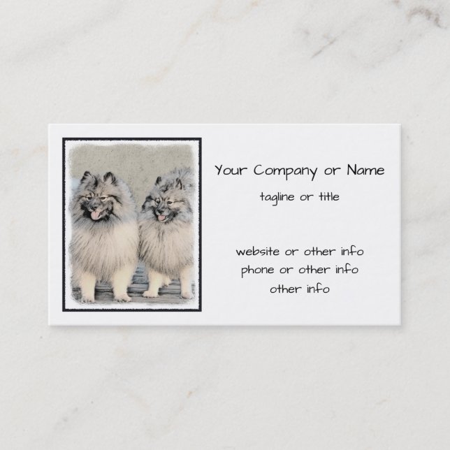 Keeshond Brothers Painting - Original Hund Art Visitkort (Framsida)