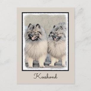 Keeshond Brothers Painting - Original Hund Art Vykort