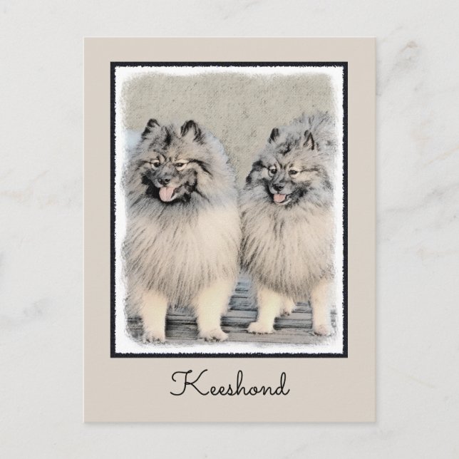 Keeshond Brothers Painting - Original Hund Art Vykort (Framsida)