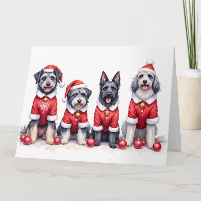 Keeshond Christmas Dress Santa Hat Kort (Framsida)