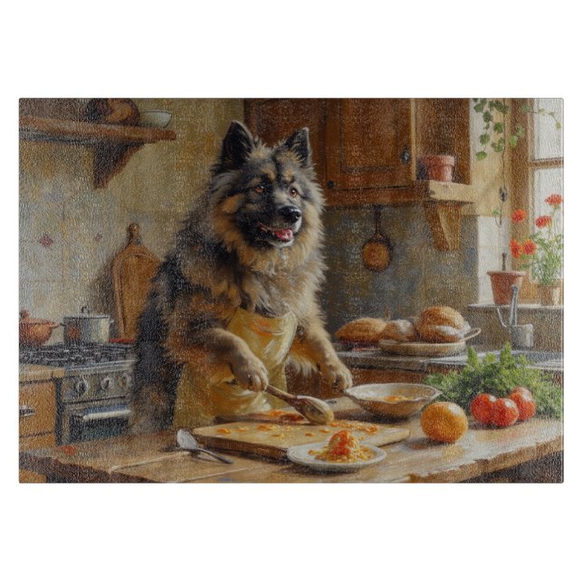 Keeshond Cooking in Kitchen (Framsidan)
