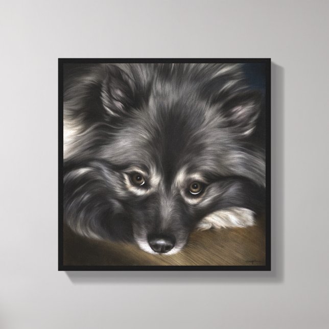 Keeshond digital tavla med titeln "Glamor" Canvastryck (Framsida)