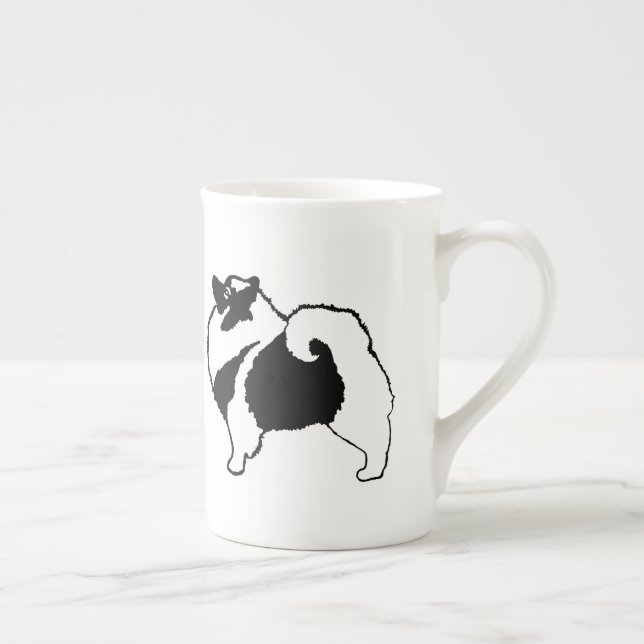 Keeshond Graphics - Cute Original Hund Art Benporslin Mugg (Höger)