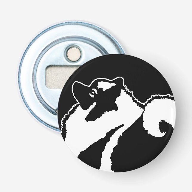 Keeshond Graphics - Cute Original Hund Art Flasköppnare (Framsidan)