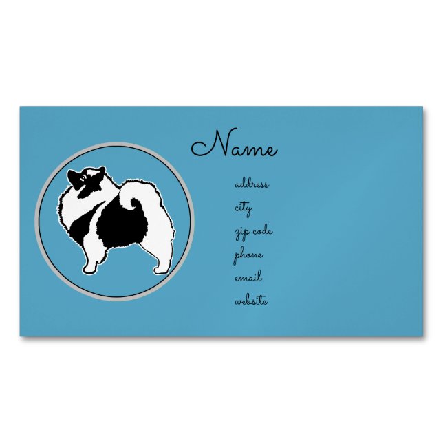 Keeshond Graphics - Cute Original Hund Art Magnetiska Visitkort (Framsida)