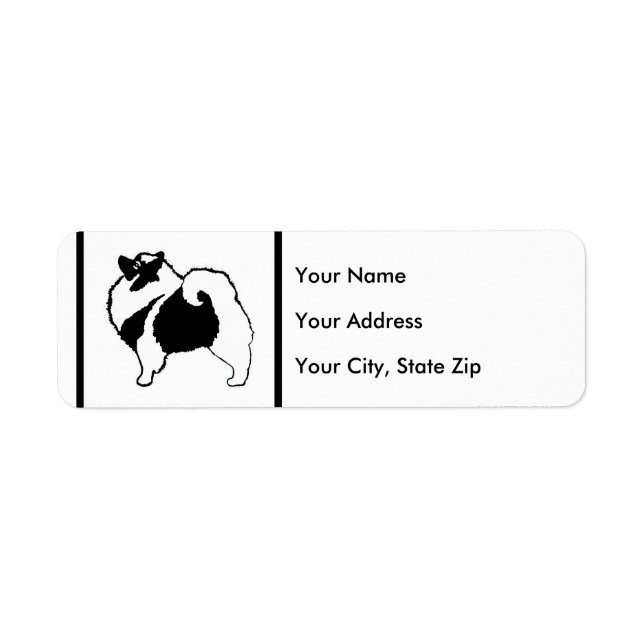 Keeshond Graphics - Cute Original Hund Art Returadress Etikett (Framsidan)