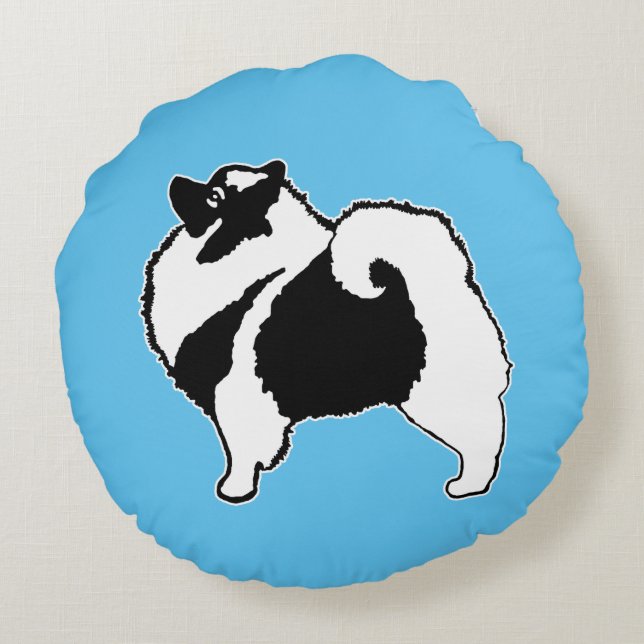 Keeshond Graphics - Cute Original Hund Art Rund Kudde (Baksidan)