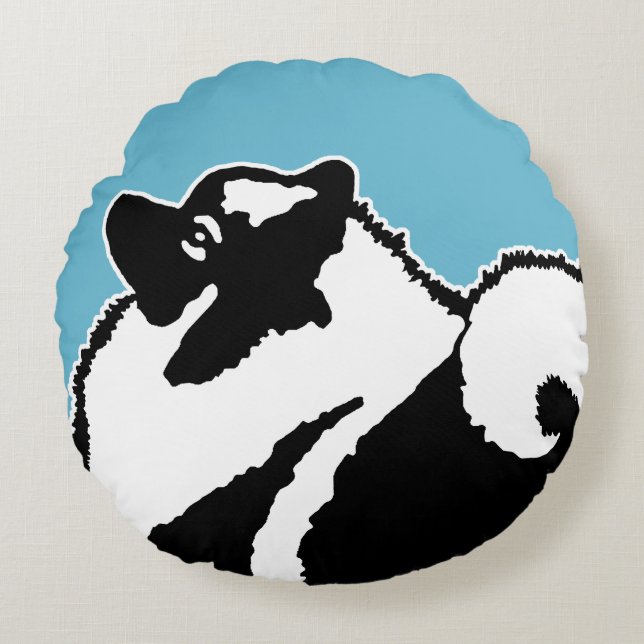 Keeshond Graphics - Cute Original Hund Art Rund Kudde (Framsidan)