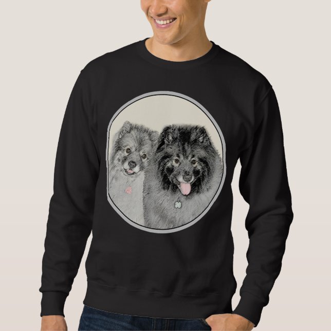 Keeshond Graphics Keeshond Mamma och Son Lång Ärmad Tröja (Framsida)