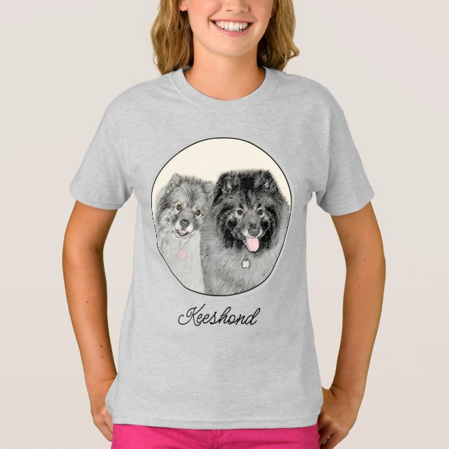 Keeshond Graphics Keeshond Mamma och Son T Shirt (Framsida)