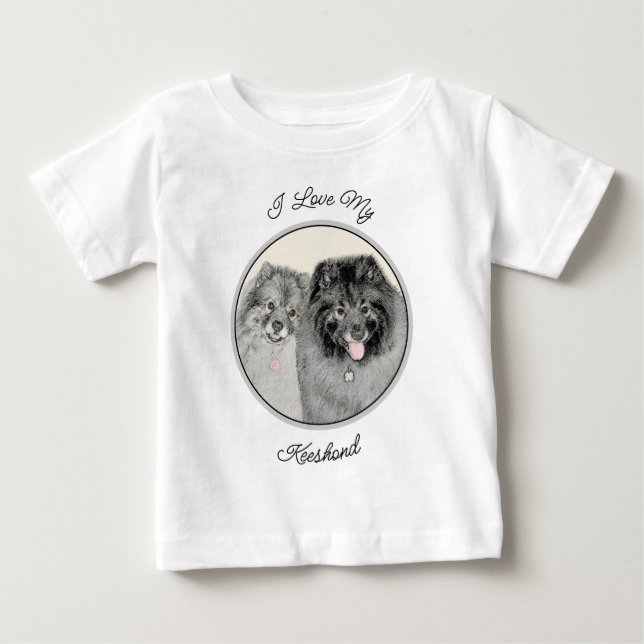Keeshond Graphics Keeshond Mamma och Son T Shirt (Framsida)