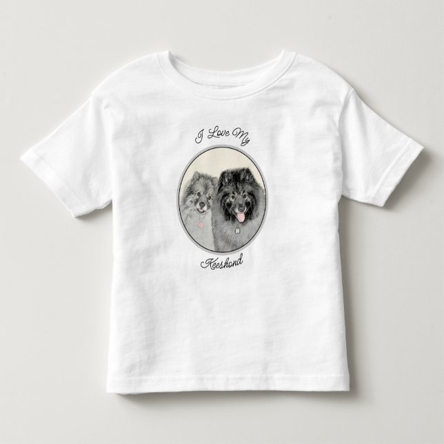 Keeshond Graphics Keeshond Mamma och Son T Shirt (Framsida)