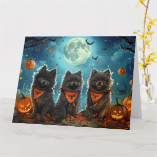 Keeshond Halloween Spooky Kort