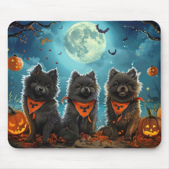 Keeshond Halloween Spooky Musmatta (Framsidan)