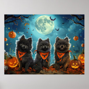 Keeshond Halloween Spooky Poster