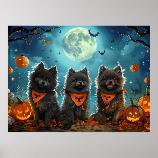 Keeshond Halloween Spooky Poster (Framsidan)