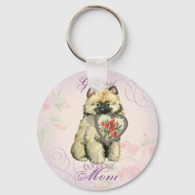 Keeshond Heart Mamma Nyckelring (Framsida)
