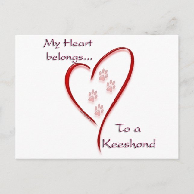 Keeshond Heart-Tillhör Vykort (Framsida)