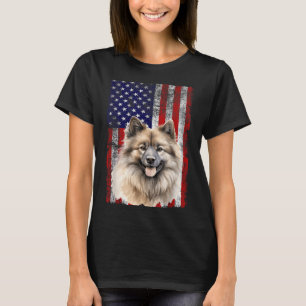 Keeshond Hund Älskare USA Flagga 4:e Juli Patrioti T Shirt
