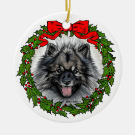 Keeshond Hund Art by Glenda S. Harlan Julgransprydnad Keramik