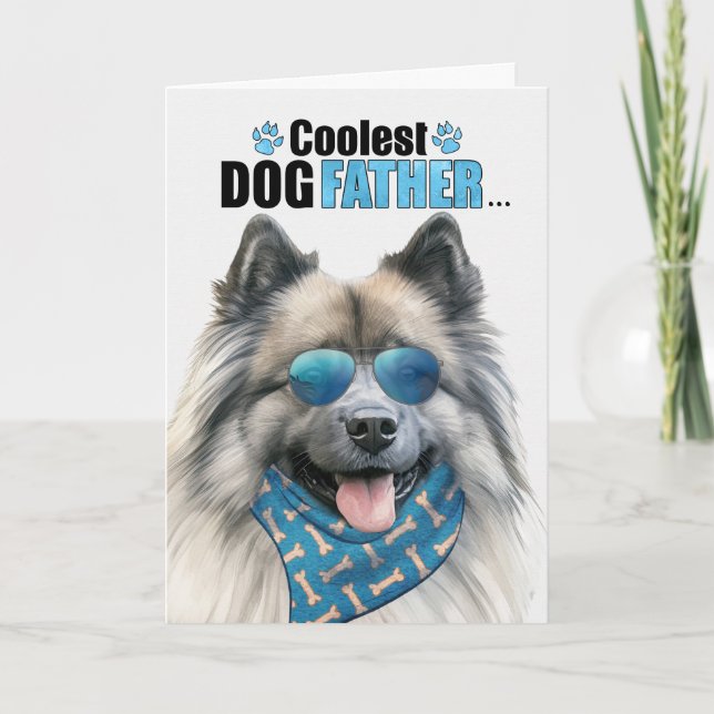 Keeshond Hund Coolest Pappa Fars dag Helgkort (Framsida)