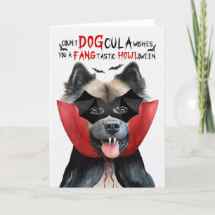 Keeshond Hund Funny Count DOGcula Halloween Helgkort