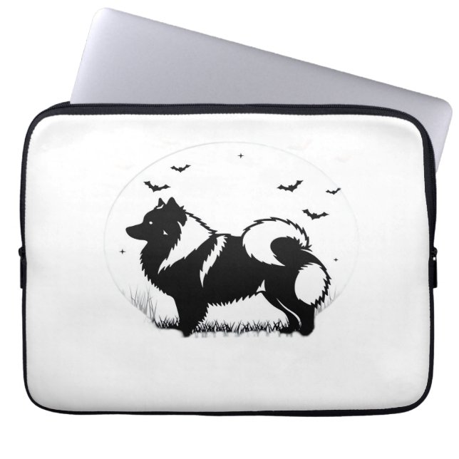 Keeshond Hund � Halloween Moon Silhouette Klassisk Laptop Fodral (Framsidan)