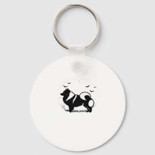 Keeshond Hund � Halloween Moon Silhuett Klassisk T Nyckelring