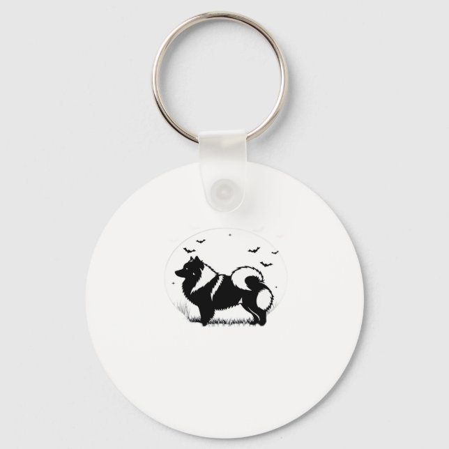 Keeshond Hund � Halloween Moon Silhuett Klassisk T Nyckelring (Framsida)