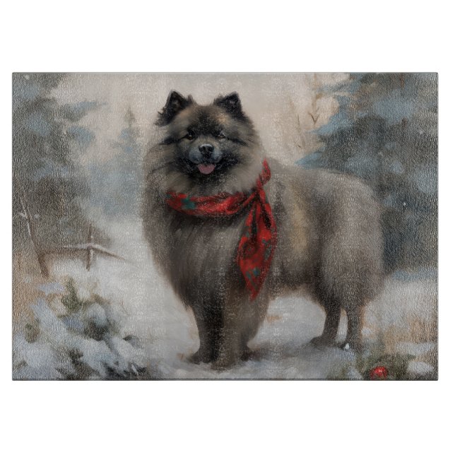 Keeshond Hund i Snö Jul (Framsidan)