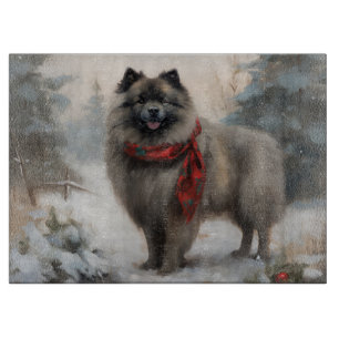 Keeshond Hund i Snö-julen
