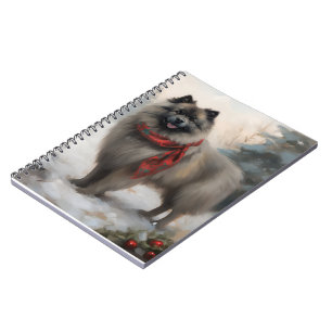 Keeshond Hund i Snö-julen Anteckningsbok