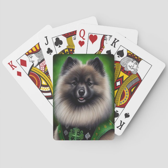 Keeshond Hund i St. Patrick Dress Casinokort (Baksidan)