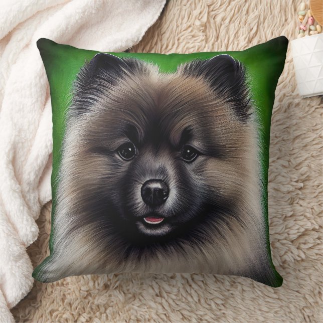 Keeshond Hund i St. Patrick Dress Kudde (Filt)