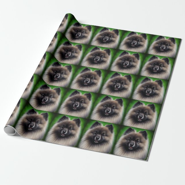 Keeshond Hund i St. Patrick Dress Presentpapper (Utrullad)