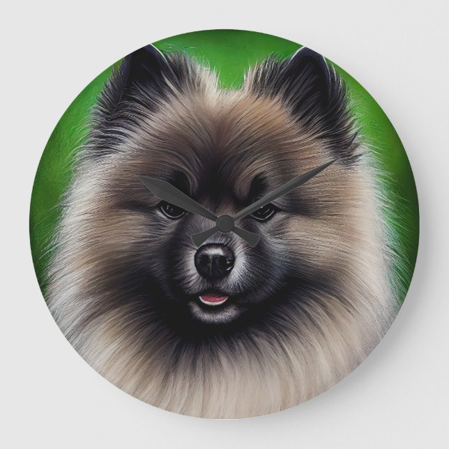 Keeshond Hund i St. Patrick Dress Stor Klocka (Framsida)