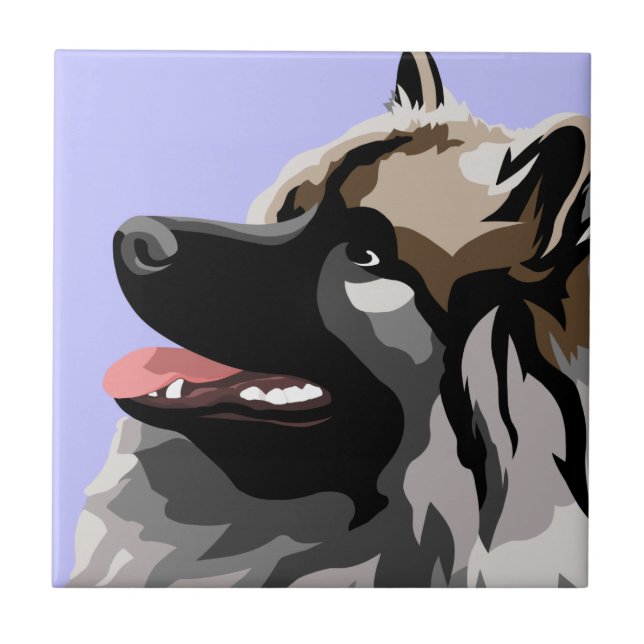 Keeshond Hund Kakelplatta (Framsidan)