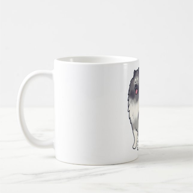 Keeshond hund Magic Kaffemugg (Vänster)