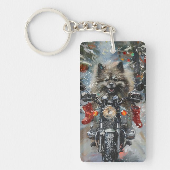 Keeshond Hund Riding Motorcycle jul (Framsidan)