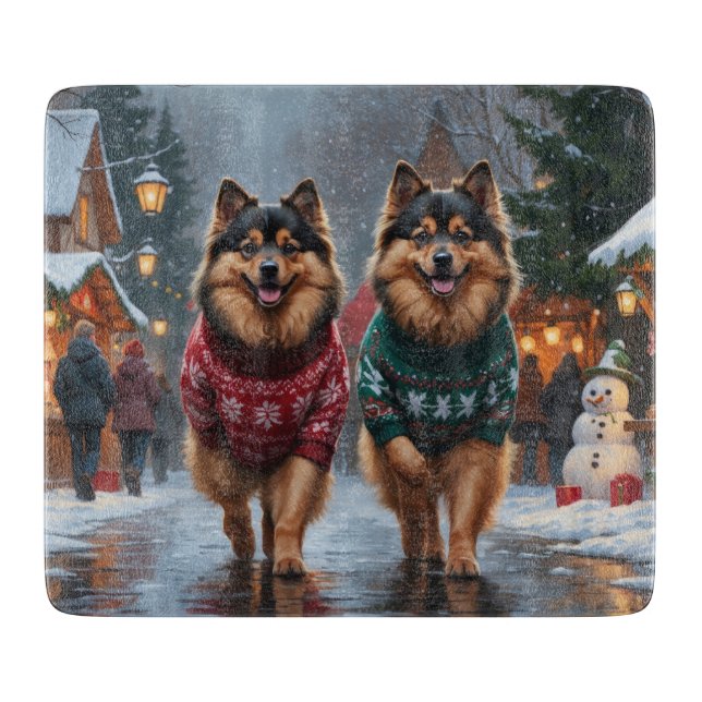 Keeshond Hundar Jul Snö Högtid (Framsidan)