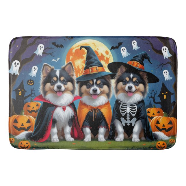 Keeshond Hundar Pumpkin Halloween Funny Badrumsmatta (Framsidan)